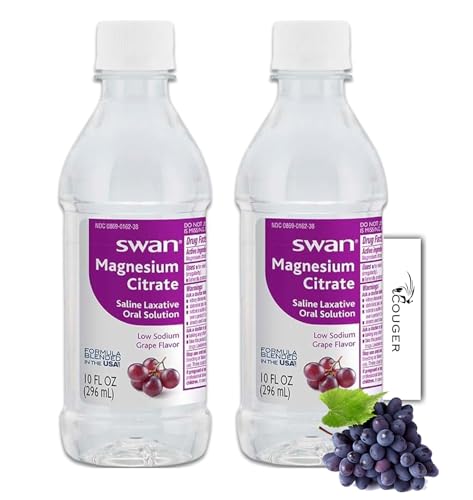 Swan Magnesium Citrate Saline Laxative - Grape 2-Pack Bundle with Couger Card