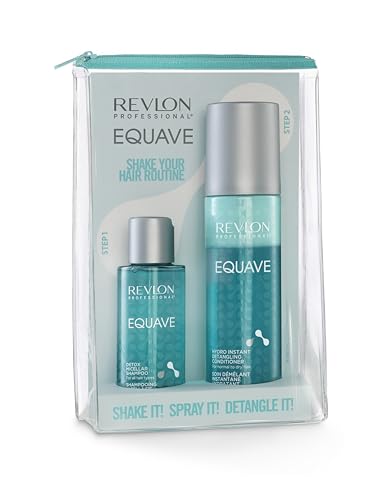 REVLON PROFESSIONAL EQUAVE Hydro Pflege-Set: tiefenreinigendes Detox Micellar Shampoo, 100 ml und professioneller, sofort entwirrender Zwei-Phasen Conditioner für normales bis trockenes Haar, 200ml