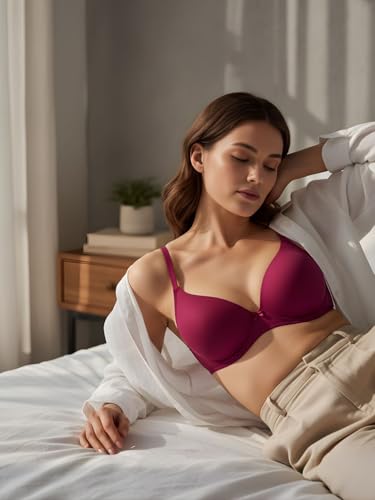 Image of Saforia Cuddlecot Cotton Padded T-Shirt Bra for Women | Wire-Free Full Coverage Bra | Breathable Soft Cotton Everyday Bra | Seamless Comfort Innerwear