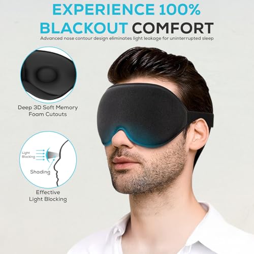 Sleepy Cloud Sleep Mask for Men and Women - Breathable 3D Cutout Blackout Eye Masks for Sleeping - Ergonomic, Lightweight, Comfortable Travel Accessories, Sleep Aid - Storage Pouch (Black) - Image 6