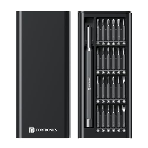Image of Portronics Bit Box,24-in-1 Screwdriver Kit,Compact,Durable,and Travel-Friendly Tool Kit with a Magnetic Bit Holder,Perfect for Household&Auto Repair (Black)
