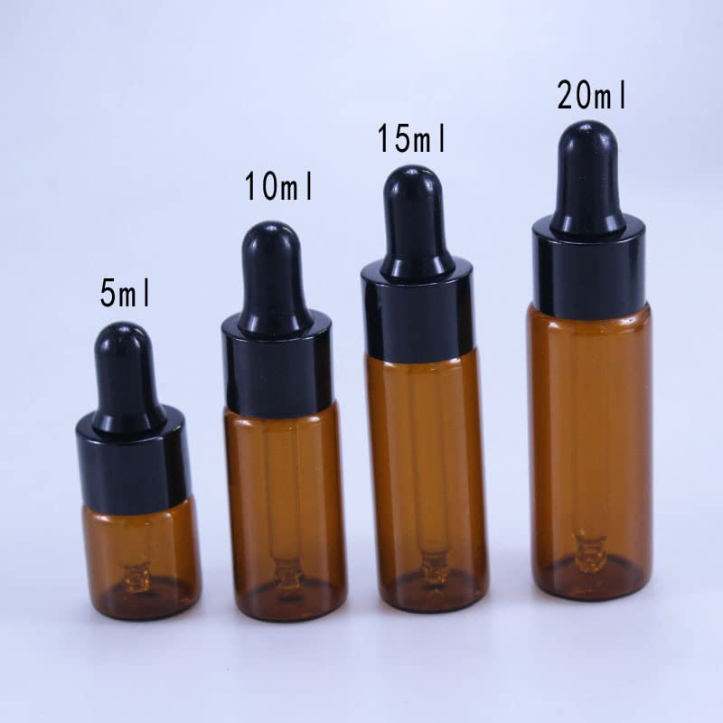 50 teile/los 5 ml 10 ml 15 ml 20 ml Braunglas Tropfflasche Gläser Fläschchen Mit Pipette Für Kosmetisches Parfüm Ätherisches Öl Flaschen-20 ml,Silber