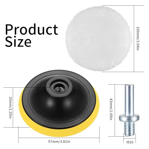 Image of Wool Polishing Buffing Pads, 9 Pcs 4 Inch Car Polishing Buffing Wheel with Hook and Loop Back for Drill Buffer Attachment, Car Buffer Polisher Kit for Car Polishing, Waxing, & Compound Cutting
