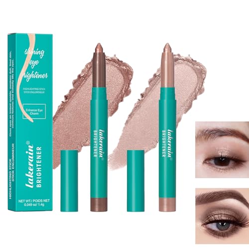SeleneTenderaes Eyeshadow Stick,Thrive Eye Brightener Stick, Shimmer Creamy Long Lasting Eye Shadow Makeup Waterproof Glitter Highlighter Eye Liner, Two together 04 Mauve Taupe & 03 Gold Shimmer