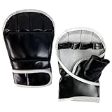 Kickboxing Gloves, Half Finger Open Palm for Sparring, Adjustable Boxing Gloves with Wrist Strap, Breathable PU Leather, Shock Absorption Design, Training Gear for Fitness, Boxing Gym