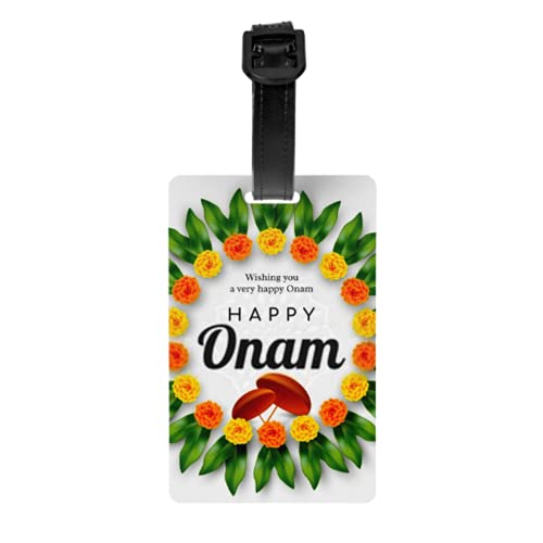 Étiquettes à bagages Lot de 2, Onam Festival Inde du Sud Kerala Étiquettes d'identification de bagage avec dragonne détachable et carte d'adresse pour valise de sac de voyage