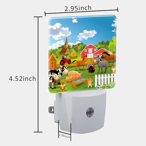 Image of Night Light for Kids Girls Boys, Cartoon Farm Animals Rural Scene LED Night Light Plug into Wall with Dusk to Dawn Sensor for Room Decor, Hallway, Kitchen, Bathroom, Nursery, Stairs