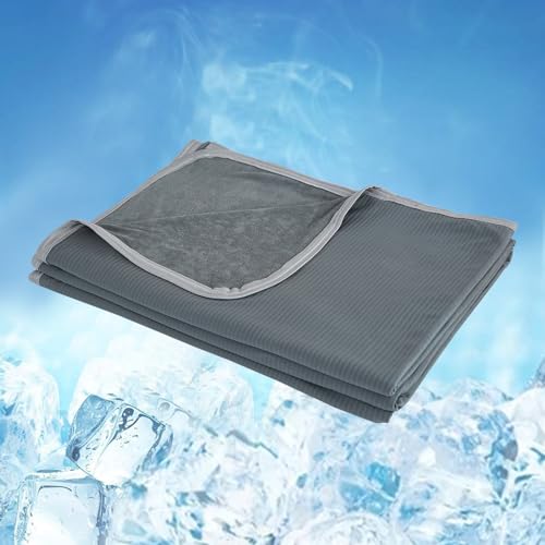 WONGS BEDDING Manta refrescante de verano 2 en 1 de doble cara con Arc-Chill Q-Max 0,43, manta de viaje suave, manta ligera para sofá, color gris oscuro, 200 x 220 cm