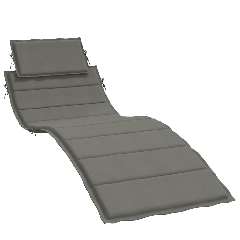 Cuscino per Lettino Prendisole Grigio Scuro 186x58x4 cm | Imbottitura morbida per sdraio da giardino, patio e soggiorno con laccetti antiscivolo e poggiatesta sagomato.