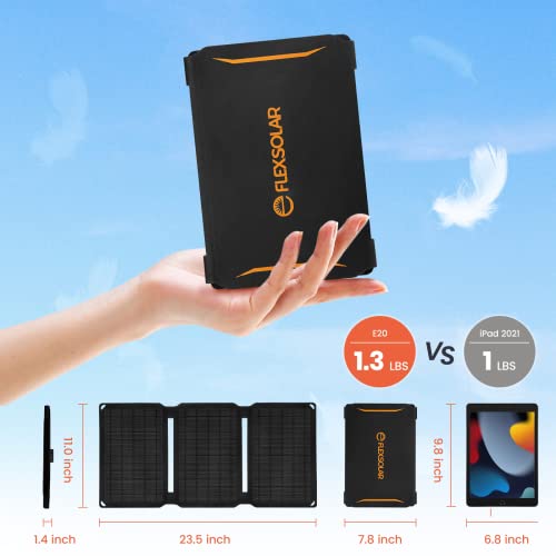 20W Portable Solar Panel Chargers Qc3.0 18W Usb-A Dc 19V Output Foldable Small Power Emergency Etfe Panels Ip67 Waterproof Camping Backpacking Hiking For Cell Phone Power Banks Flashlight Fans #TOP4