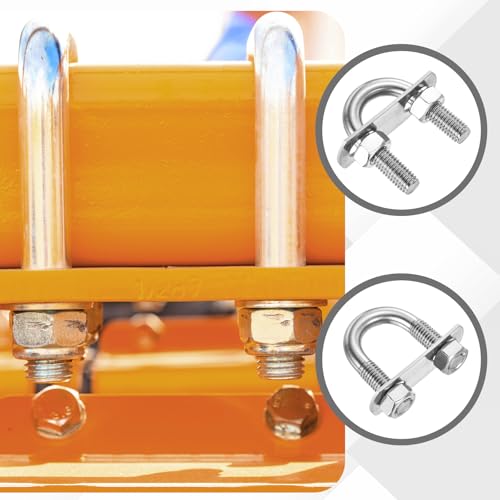 Image of PATIKIL Round U-Bolts, 2 Pcs 0.98 inch(25mm) Inner Width 56mm Length M10 with Nut Plate Washer 304 Stainless Steel Round Bend U-Bolts for Boat Trailer Axle Sailboat