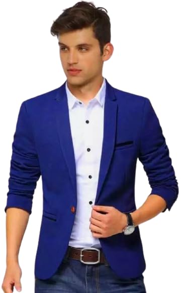 Men's Slim Fit Royal Blue Blazer, Single Breasted, Formal and Casual Wear