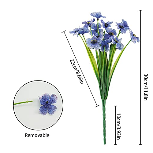 Uieke 16 Bundles Artificial Flowers Outdoor Uv Resistant Blue Fake Flowers No Fade Faux Greenery Plastic Plants For Garden Porch Window Box Home Party Wedding Thanksgiving Christmas Décoration #TOP6