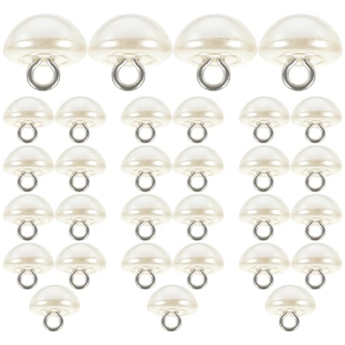 DIYEAH 100 Piezas Botones De Perlas De Media Caña Broches Para Coser Brillantina Joyas Cuentas Para Pulseras Alfileres De Costura Joyería Haciendo Perlas Adornos Patas El Plastico Beige