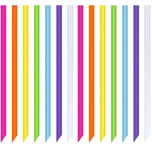 Xyedyaup 100 Pcs Straws Reusable 190 Mm × 6 Mm Straw Cocktail Art Straws for Hot Drinks Multicoloured MilkshakePointed Straws