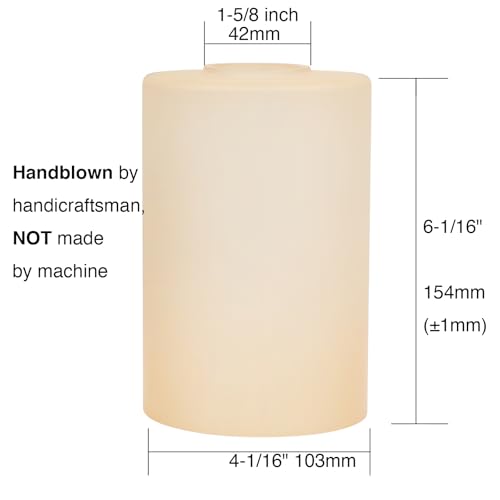 Image of 3 Pack Light Amber Frosted Glass Replacement Globe & Shade, 6-1 /16 inch Tall, 1-5 /8 inch Fitter, Soft Light Cylinder Glass Lamp Cover for Chandelier Pendant Light Wall Sconce Light Fixtures
