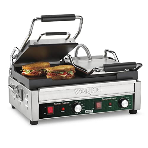 Waring Commercial WFG300T Dual Flat Panini Grill with Timer, 240-volt