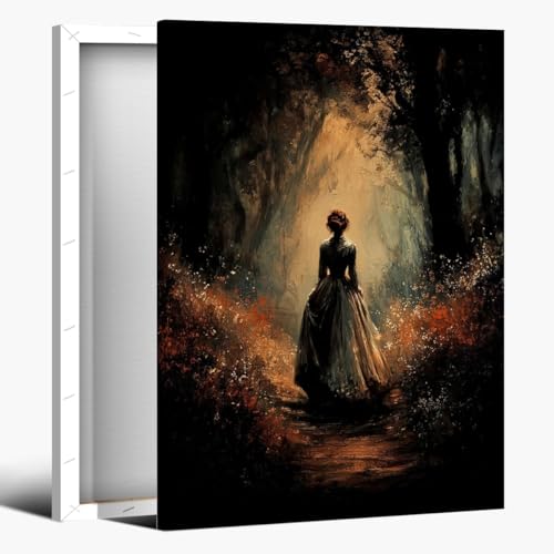 Dark Fantasy Moody Forest Canvas Prints Gothic Romance Portrait Wall