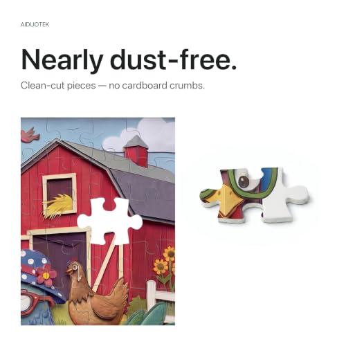 Puzzle Chicken Book Club Farm para adultos, 500 piezas - Arte colorido y caprichoso en estilo papel - Cartón grueso premium 20.5x15 pulgadas con póster de referencia para amantes de libros miniatura 3