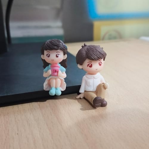 Image of Cute Cartoon Couple Car Dashboard Accessories | Plastic Action Figure Ornament with Balloon | Interior Dashboard Decoration for Car, Home, Office (8 x 4 cm) (Model 6)