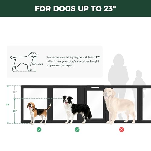 Image of FXW AuraSpace Acrylic Dog Playpen with Fence-to-Wall Anchors, 35 inchH, 8-Panel