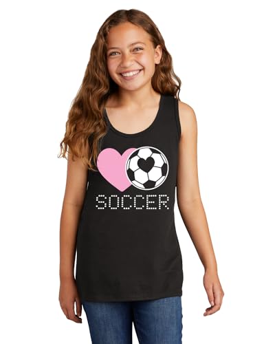 Threadrock Girls Love Heart Soccer Youth Tank Top3