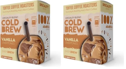 Image of Toffee Coffee Roasters | Vanilla Cold Brew | Easy Brew | 100% Arabica | Makes 16 Cups | Freshly Roasted Ground Coffee | Pack of 8