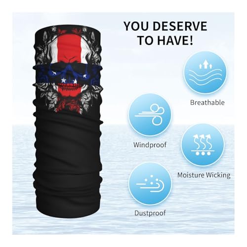 Netherlands Antilles The Dutch Antilles Flag Skull Neck Gaiter Balaclava Face Mask for Men Women Patriotic Design Seamless Bandana Cover Scarf Headwear Headband Head Wrap White4