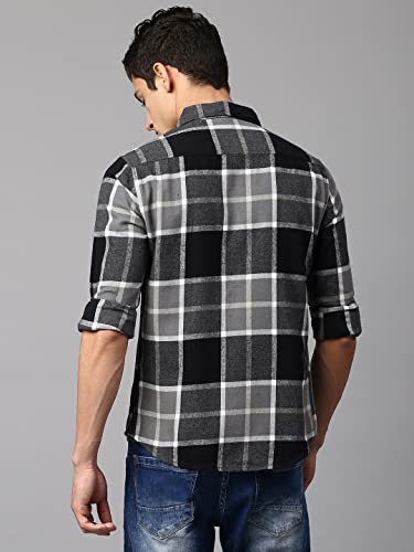 Image of Dennis Lingo Men's Black Slim Fit Cotton Casual Shirt