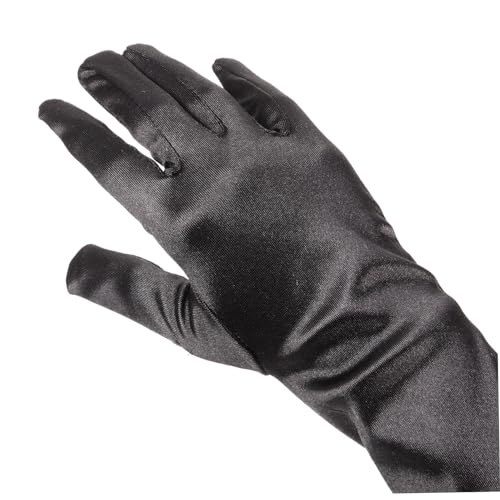 PartyKindom 2 Pairs Satin Stretchy Black Funeral Gloves Wedding Bridal Gloves for Women for Church Stretch Stain Resistant Tea Party Banquet Engagement Prom4