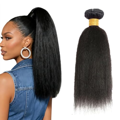 Extensions de cheveux humains Yaki Wave sans odeur et à trame renforcée de 34 pouces