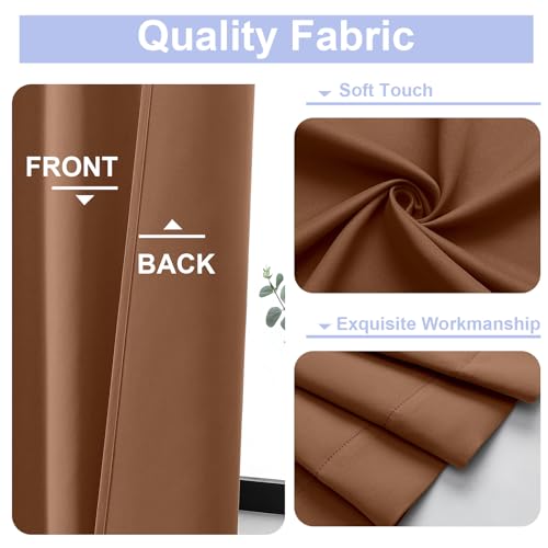 Simplebrand Ava Sun Baked Short Blackout Curtains for Bedroom 45 Inches Long 2 Panels Set, Solid Thermal Insulated, Energy Saving Window Treatment Curtains Blackout Drapes, W40 x L45 Inch, Sun Baked