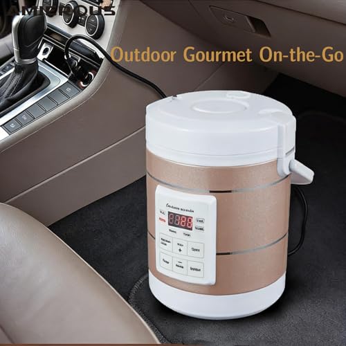 Image of 1.6L Rice Cooker 12V 24V 110V Mini Car home Multifunctional Small Rice Stove Cooking Heating and Keeping Warm Function Fast Cooker Gold (1601-1)