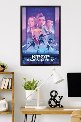 Image of Netflix KPop Demon Hunters (2025) - One Sheet Wall Poster, 34L inch x 22.4W inch, Black Framed Version