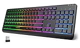 seenda Backlit Wireless Keyboard, 2.4G Rechargeable Cordless Illuminated Keyboard, Full Size Ergonom