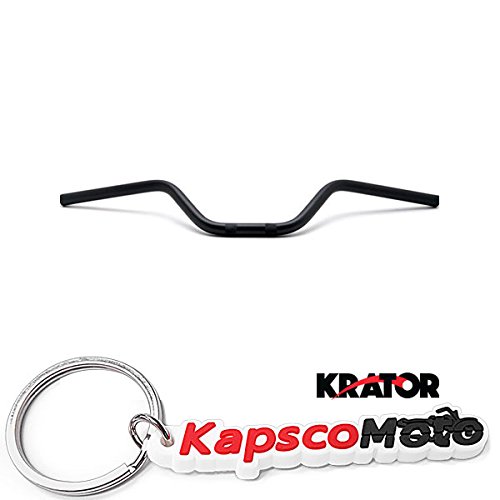 Krator Motorcycle Handlebar 7/8" Black Euro Style Bobber Cruiser Cafe Racer Bike + KapscoMoto Keychain