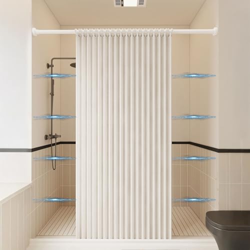 Haoyunll Aimant Rideau de Douche Pliable Magnétique en Tissu Imperméable, À L'italienne, Anti-moisissure Rideaux de Douche Accordéon Plissés Lavables avec...