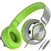 AILIHEN C8 Foldable Headphones with Microphone and Volume Control for Cellphones Tablets Smartphones Laptop Computer PC Mp3/4 (Gray/Green)