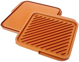 Gotham Steel 1220 This Classic Ceramic And Titanium Nonstick Double Grill, lARGE, Brown