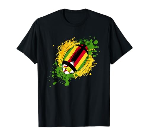 Rugby Enthusiast With Flag Of Zimbabwe T-Shirt