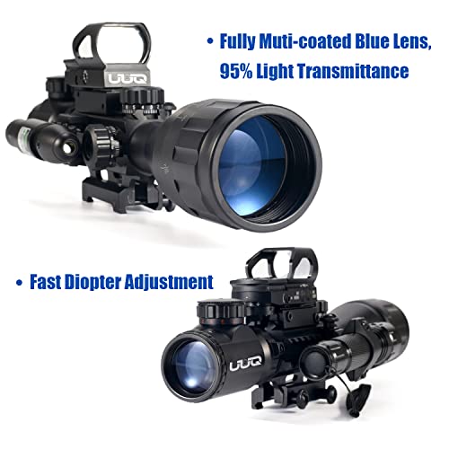Uuq 4-16X50 Ao Rifle Scope Red/Green Illuminated Range Finder Reticle W/Green Laser thumb #1