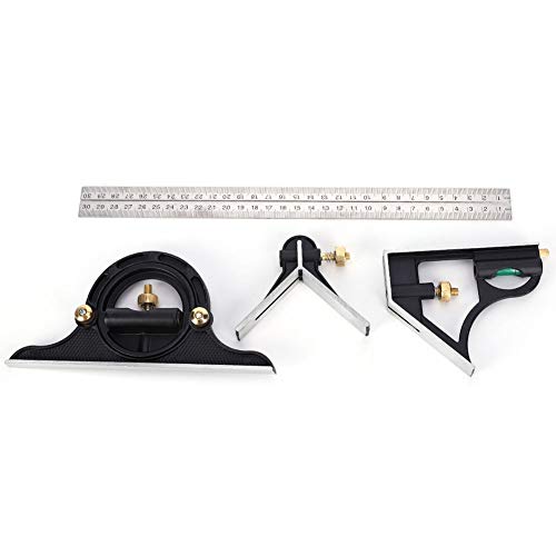 125 Stainless Steel T Ruler, Combination Set with Protractor, Stainless Steel Angle Ruler 0-180° Combination Tri 0.01 Protractor Measure Tool for Woodworking, Metalworking by 125 - Used condition - Image 7