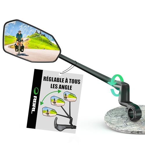 RBRL Rétroviseur Vélo Anti-Chute Stable, Surdimensionné Pas Facile à Bloquer, Pour Guidon (Gauche)