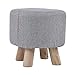 BuyWeek Reposapiés otomano, reposapiés de Tela de Lino, Taburete pequeño de Madera para pies, Taburete Redondo para el hogar, Sala de Estar, Dormitorio