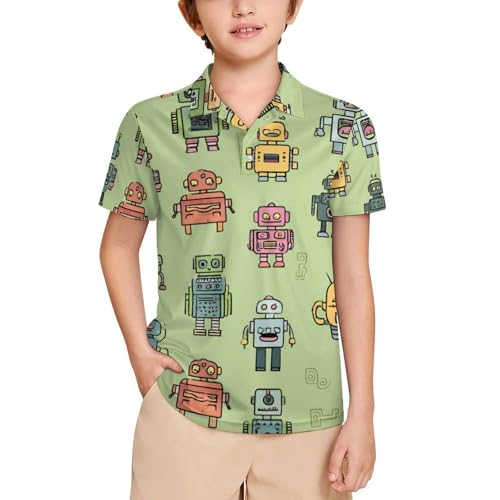 Boys' Classic Polo Shirts Short Sleeve Moisture-Wicking Golf & Tennis Shirts for Youth Teens Colorful Ghosts for Halloween