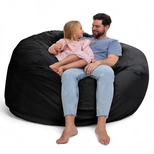 Ultimate Sack 6000 6-Foot Bean Bag Chair, Black Fur Cover...