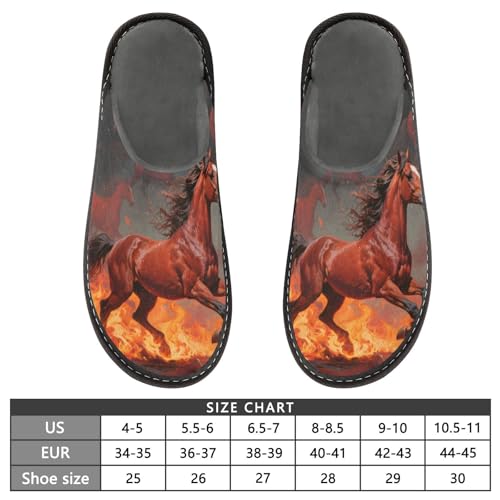 Slippers for Women Fiery Horses Galloping Through Flames Soft Fuzzy Women's Slippers Indoor and Outdoor Shoes3