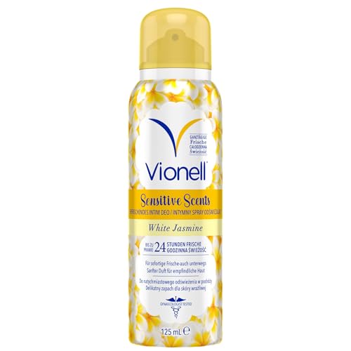Vionell Sensitive Scents Intimdeo Für Frauen, Lang Anhaltende Frische, Hypoallergen, Respektiert Den pH-Wert Der Haut, Weißer Jasminduft, 125 ml