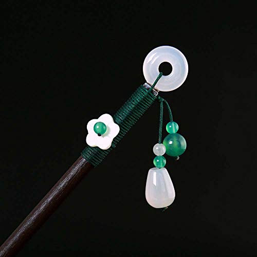 Hair Stick Wooden Hair Accessories, Chinese Retro Hairpins Flower Decor, Hair Sticks Vintage Chinese Hair Chopstick Retro Hair Fork(White disc)