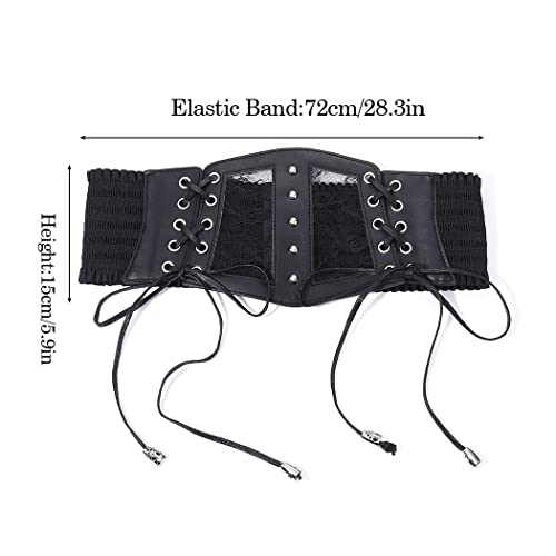 Asooll Goth Lace Corset Belt Leather Waist Belts Wide Elastic Cinch Waist Corset Party Club Dress Belt for Women and Girls2